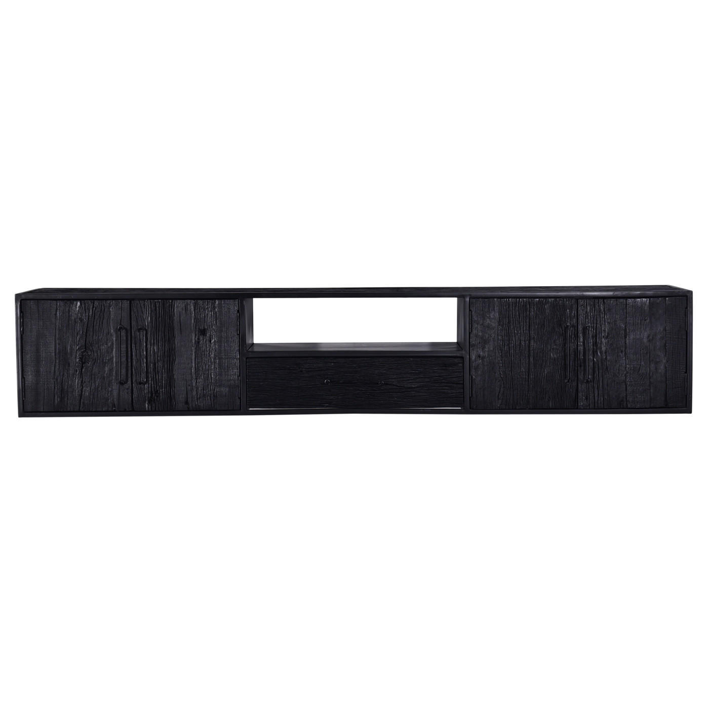 TV-MÖBEL schwebend recyceltem Holz 240cm, schwarz - Schwarz, Holz (240/44/40cm) - Giga Meubel