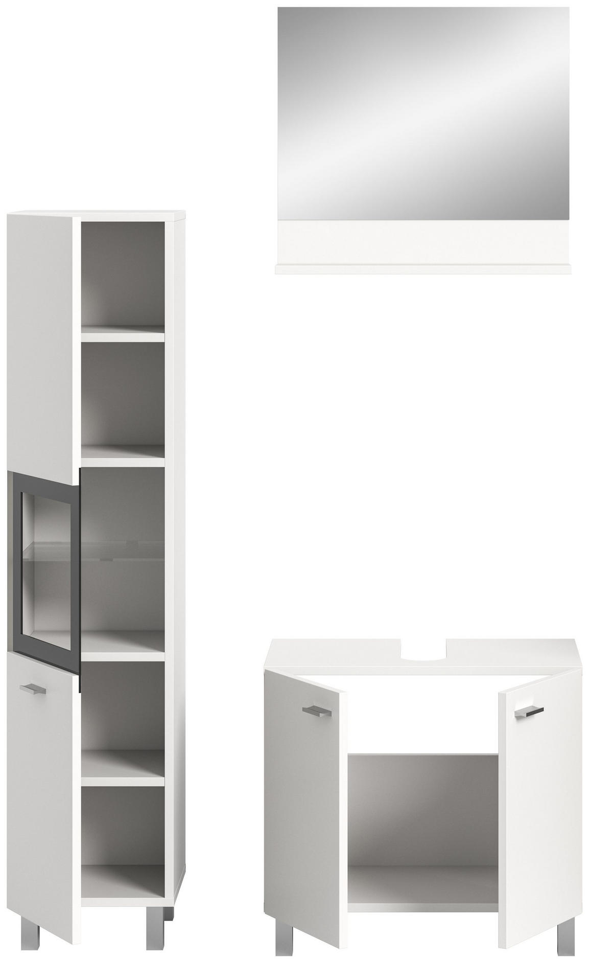 BADKOMBINATION 3tlg. Boston/Tampa Bad in weiß Nachbildung und schwarz B/H/T: 102x186x33 cm - Weiß, Holzwerkstoff (102/186/33cm)