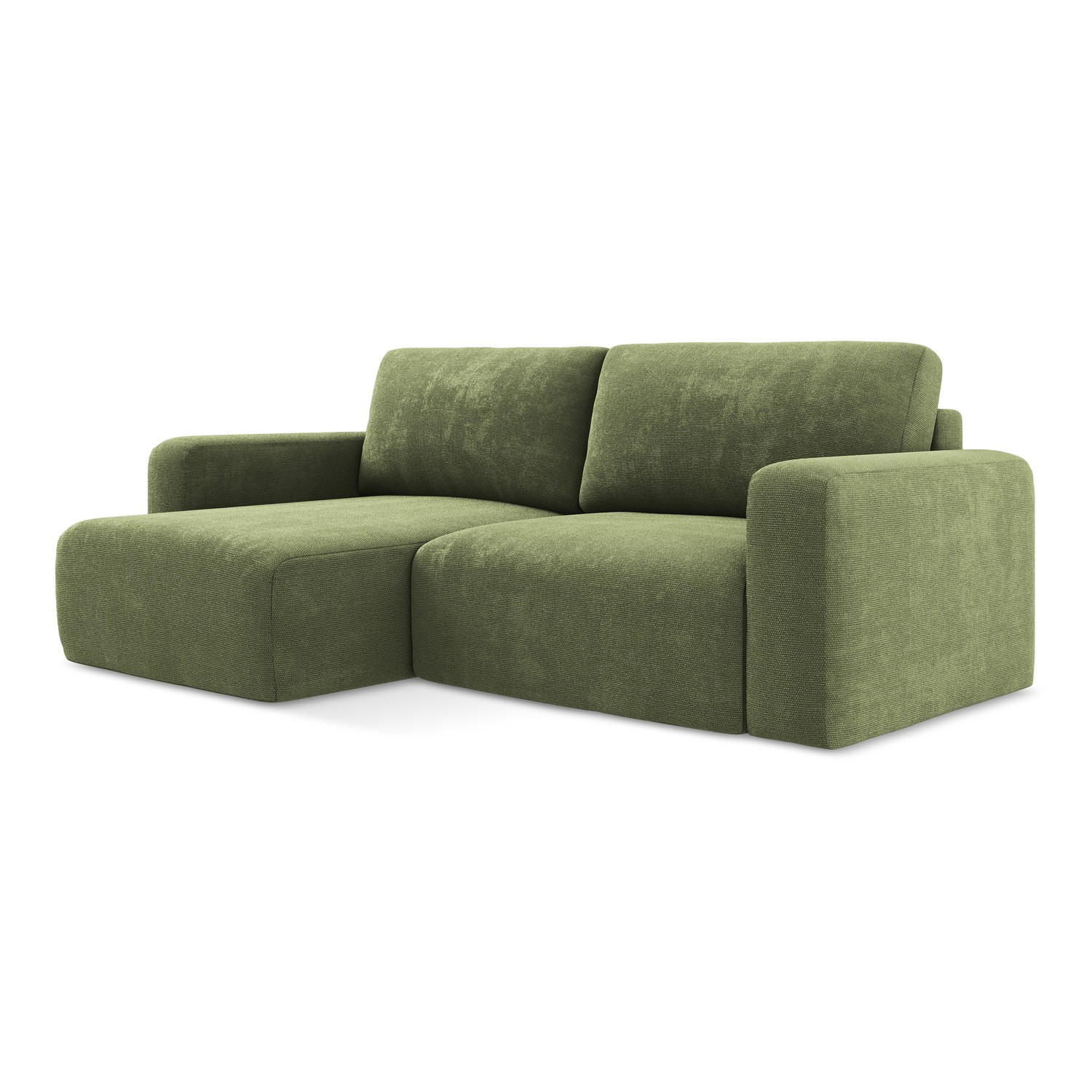 ECKSOFA mit Schlaffunktion links Chenille Stoff Grün - Schwarz/Grau, Kunststoff/Textil (149/244cm) - LaMiaSofa
