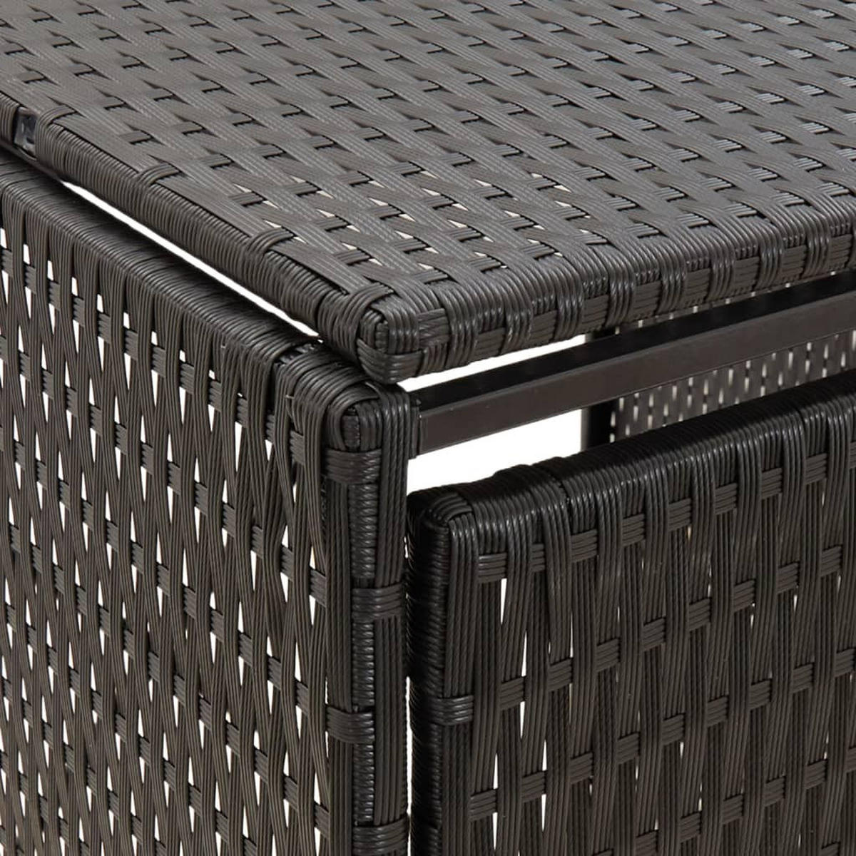 MÜLLTONNENBOX für 4 Tonnen, 274/80/117 cm, aus Poly Rattan, Schwarz - Schwarz, Kunststoff (80/117/274cm) - vidaXL