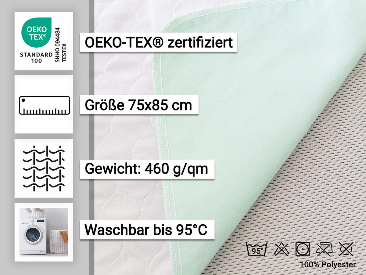 INKONTINENZAUFLAGE, 100% Polyester, Blau - Grün, Textil (75/85cm) - Zollner