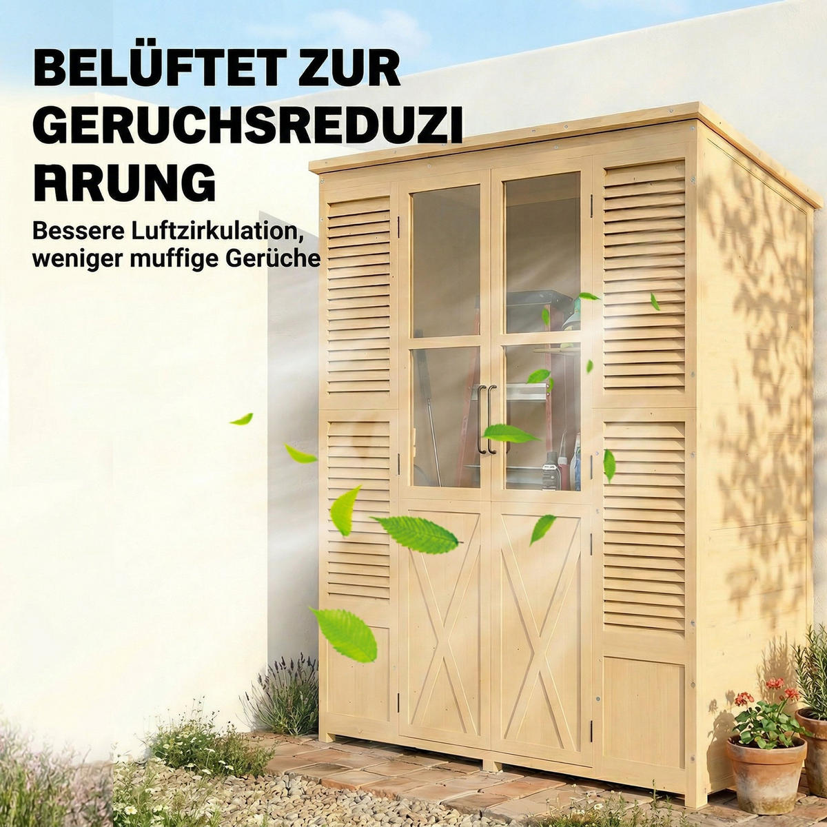 GERÄTESCHUPPEN DE-09248 Holzoptik - Naturfarben, Holz (147/198/68cm) - ComfortXL