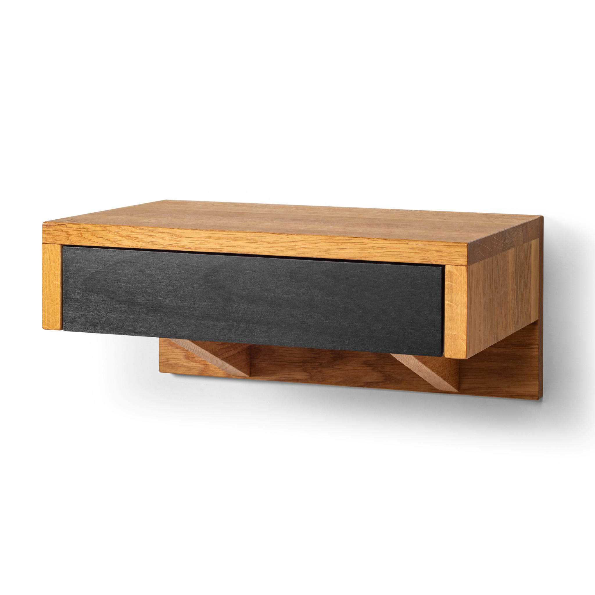 NACHTTISCH Bo, Eiche/Schwarz, 30/40/18 cm - Beige, Holz (40/18/30cm) - WOODEK