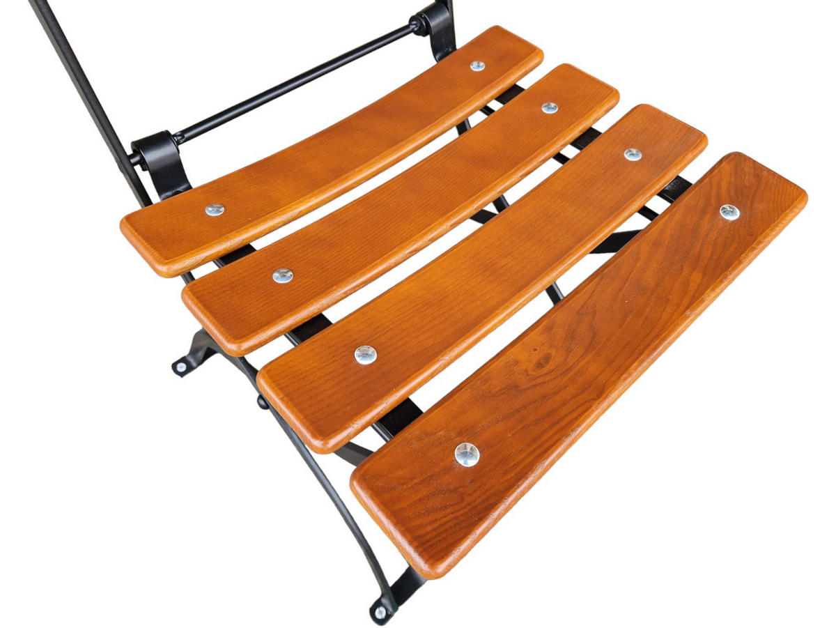 BIERGARTENSTUHL BERGWIESE 1-Sitzer 89x40x35cm Eschenholz Schwarz/Braun - Braun, Holz (40/89/35cm) - CHEFGASTRO