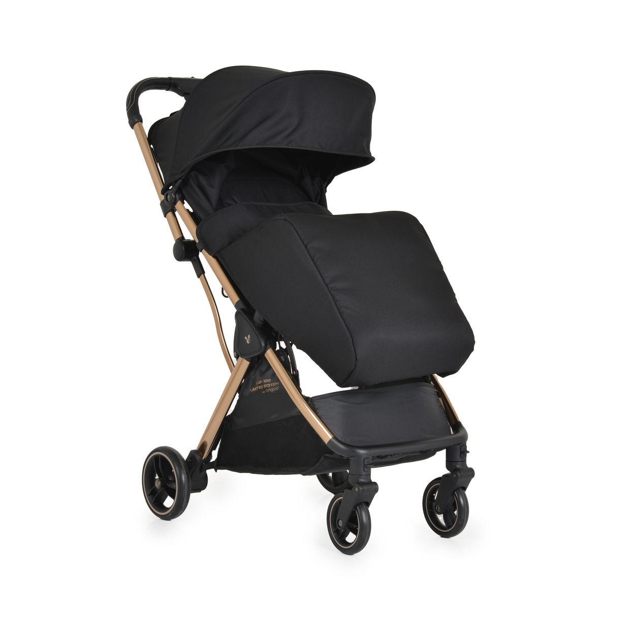 BUGGY easy Fold schwarz gold Alu Sonnendach verstellbar, faltbar, Korb - Roségold, Metall (89/43/103cm) - Cangaroo