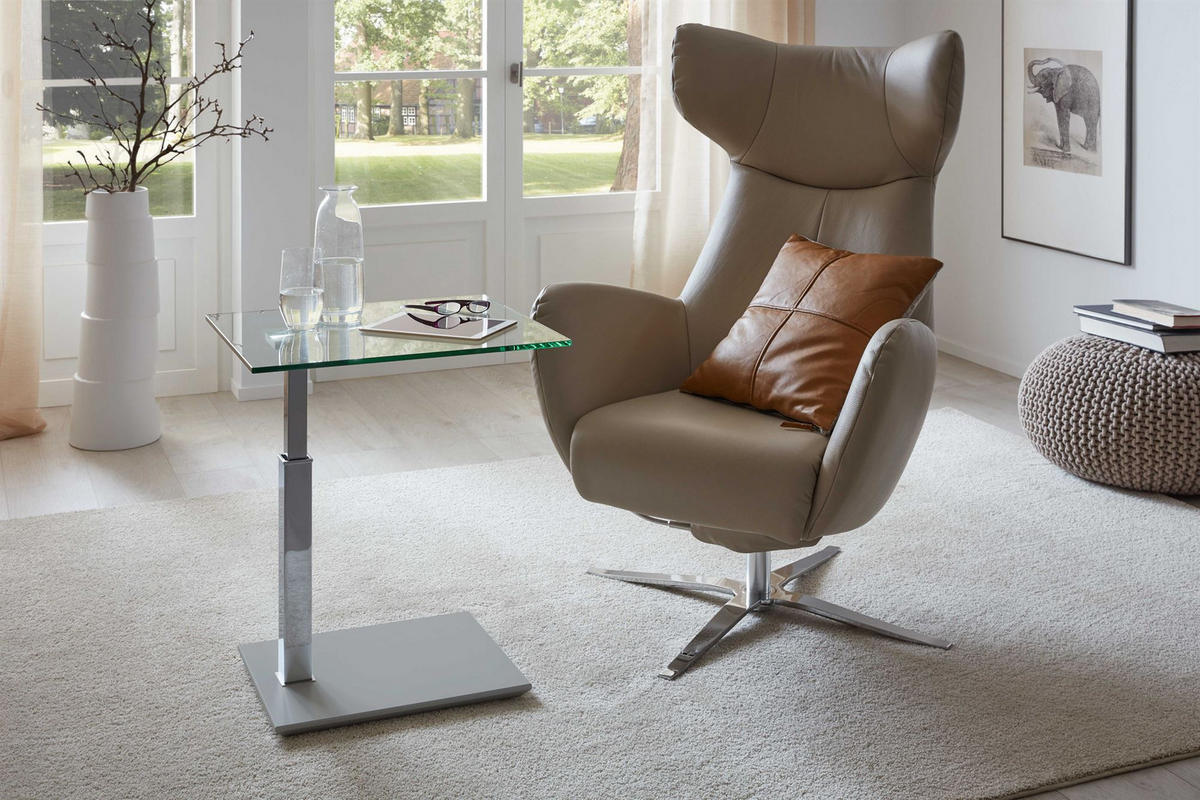 BEISTELLTISCH höhenverstellbar Charita 55x47x47 Glas Chrom/Klarglas - Chromfarben/Transparent, Glas (55/47/47cm) - 58aufmkessel