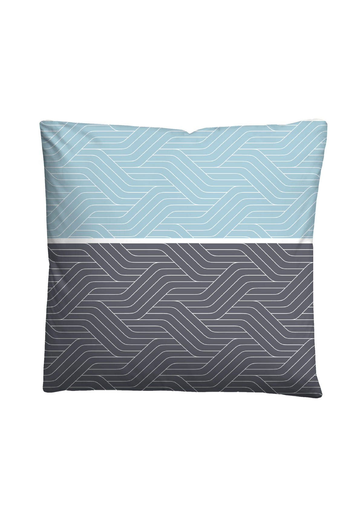 BETTWÄSCHE-GARNITUR Mikrofaser Längsbalken eisblau, 135x200 cm + 80x80 cm - Hellblau, Textil (135/200cm) - Castell