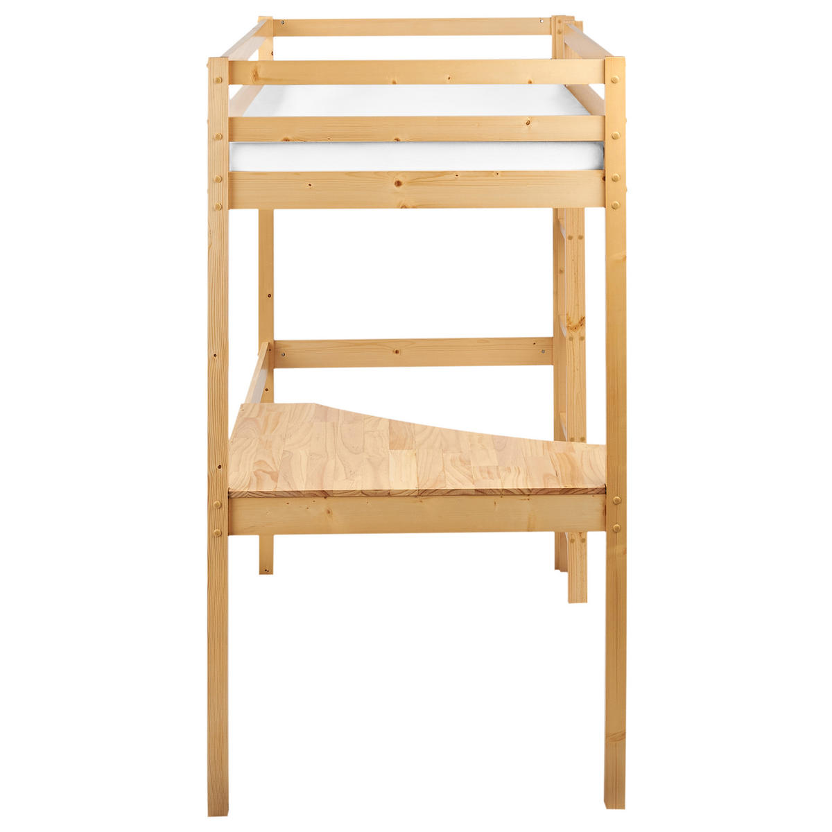 HOCHBETT MIT SCHREIBTISCH 90x200 cm Heller Holzfarbton Loury - Hellbraun, Holz (90/200cm) - Beliani