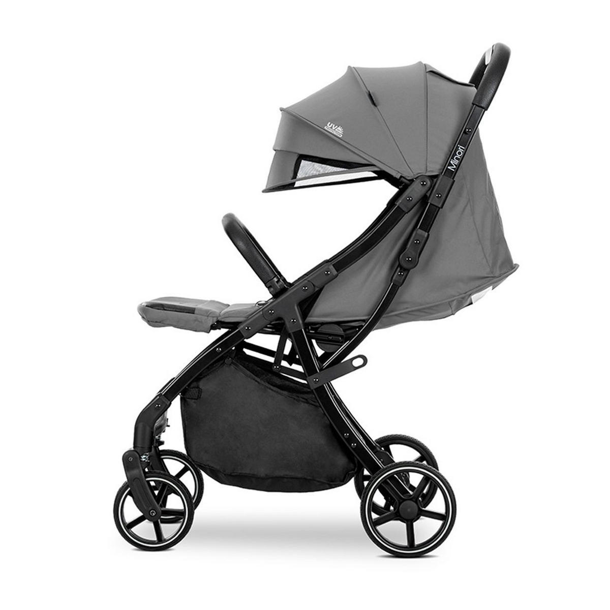 BUGGY Minori faltbar grau/schwarz PU-Räder Getränkehalter Fußabdeckung - Schwarz, Metall (75/50/102cm) - Lorelli