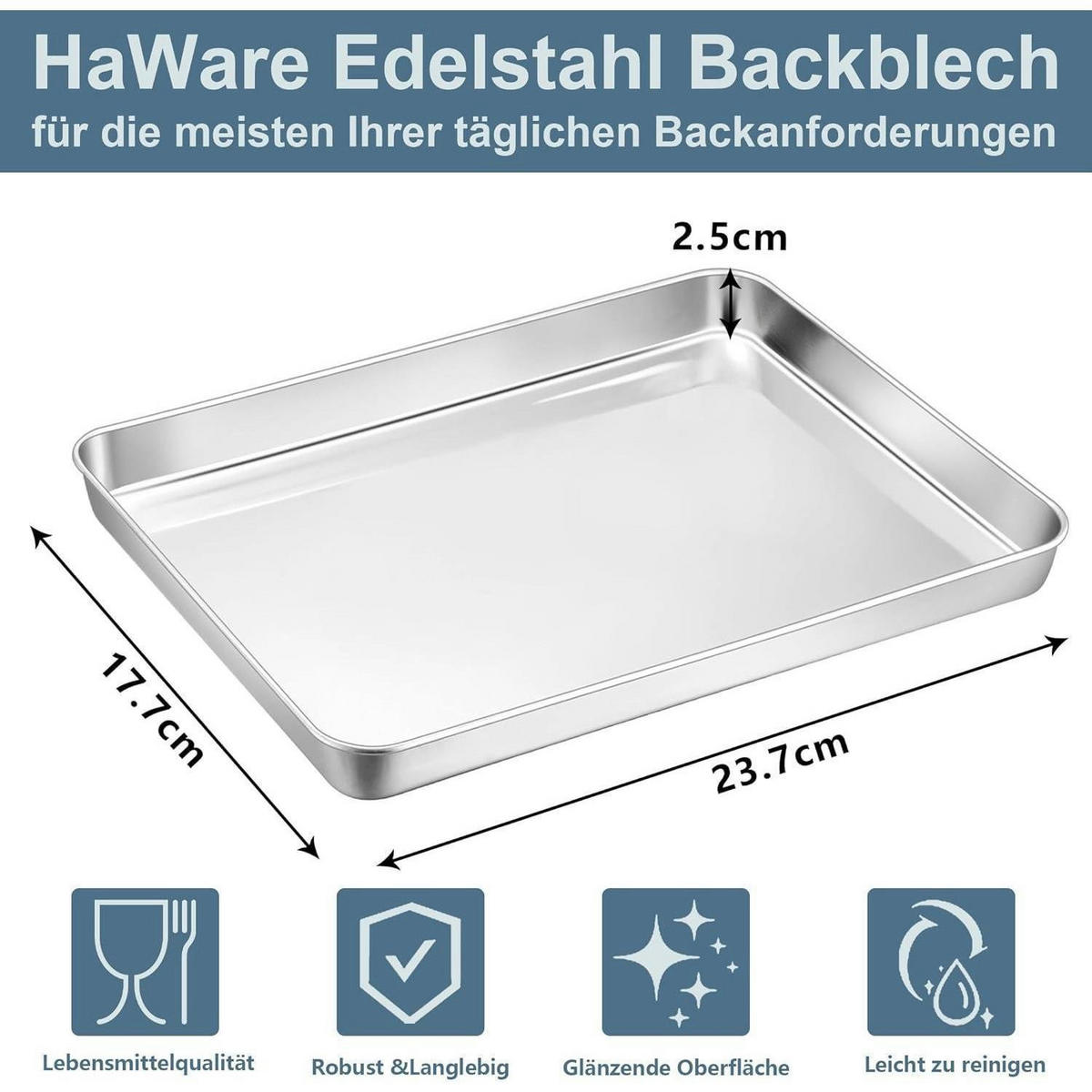 BACKBLECH 2-teiliges Set Edelstahl 23,7x17,7x2,5cm - Silberfarben, Metall (23.7/2.5/23.7cm)