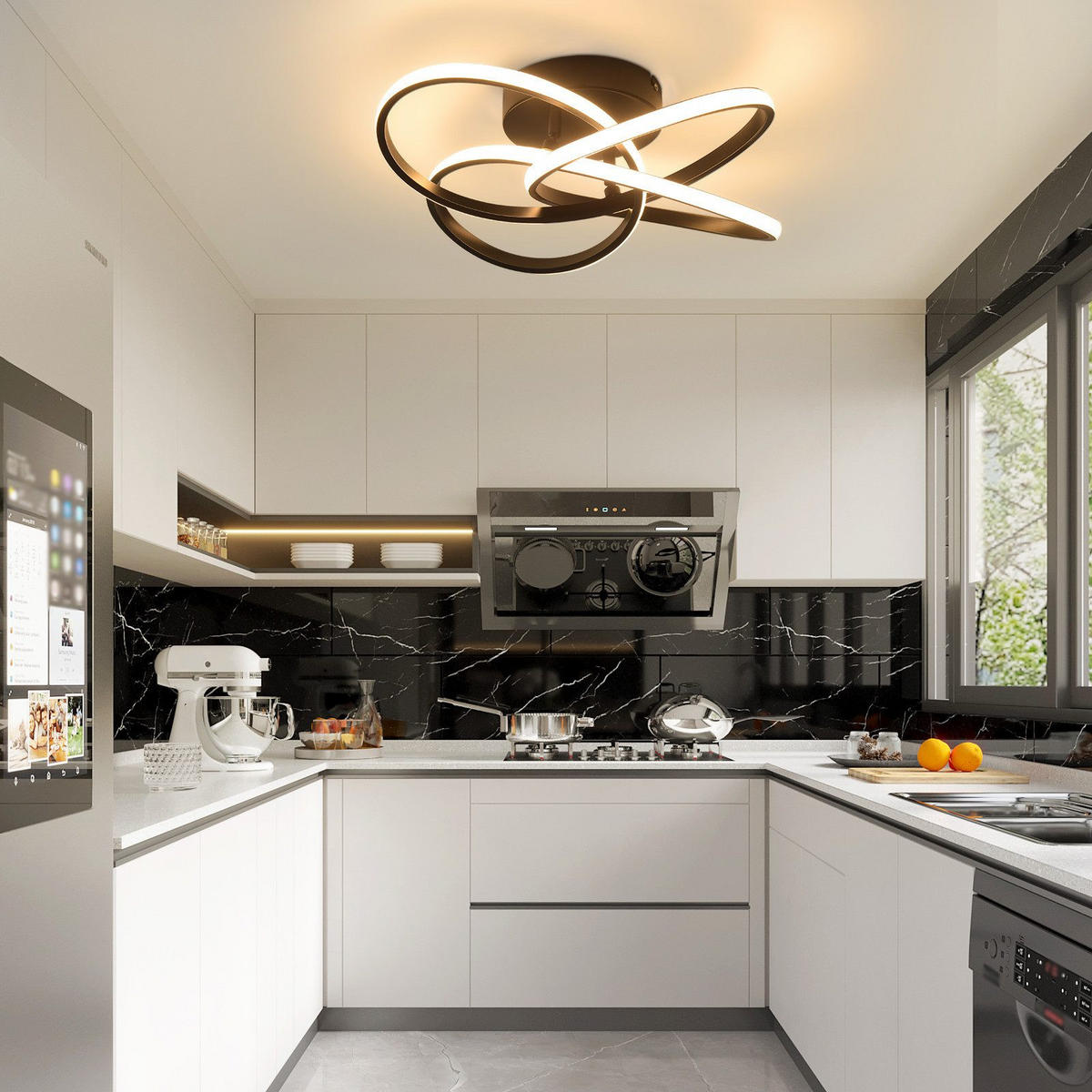 LED DECKENLEUCHTE FRANZISKA II 42/45/16 cm - Schwarz, Metall (45/42/16cm) - Nettlife