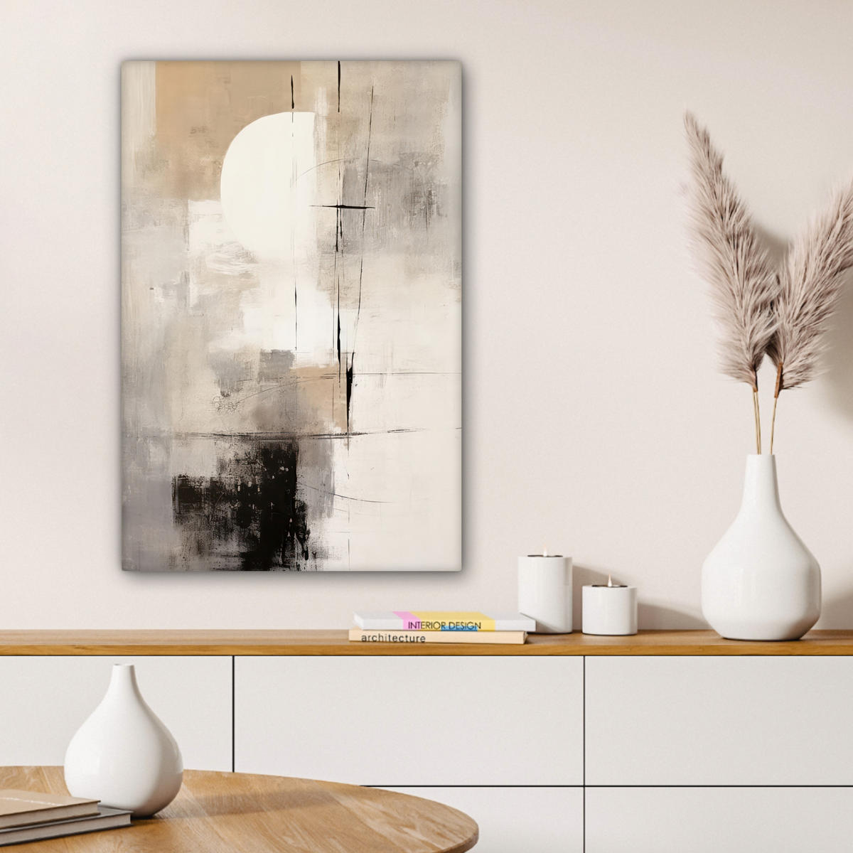 LEINWANDBILD Abstrakt - Kunst - Grau 40x60 cm - Hellgrau, Textil (40/60cm) - MuchoWow