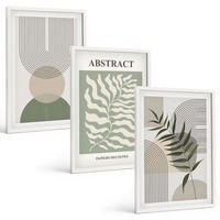 BILDER SET 3er Set - 40x60 cm Weißer Rahmen - Botanische Boho-Abstraktionen - Weiß, Kunststoff (40/60cm) - TULUP