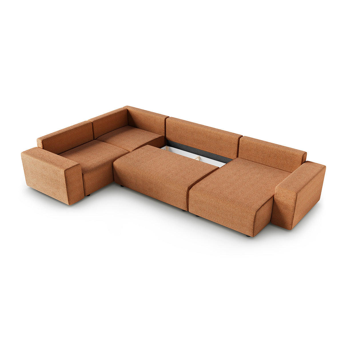 PANORAMASOFA Lorenzo 5 Sitzplätze Orange - Orange, Holz (378/85/236cm) - Petits-meubles