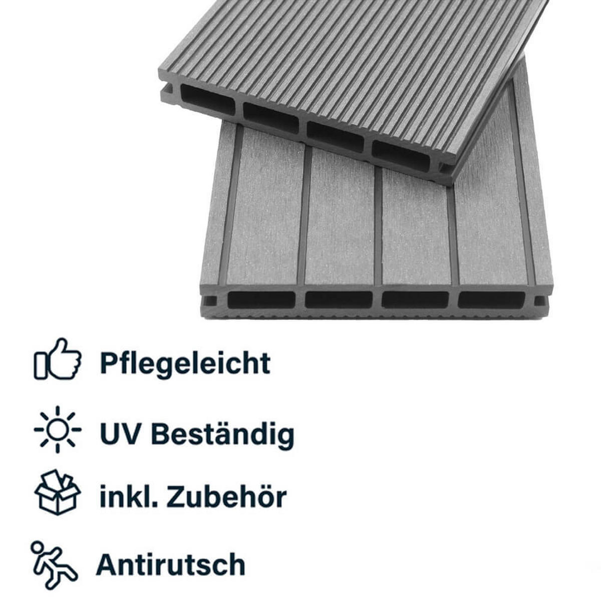 TERRASSENDIELEN SAMANA - Hellgrau, 30 m² - Hellgrau, Kunststoff (220/14.6/2.1cm) - Home Deluxe