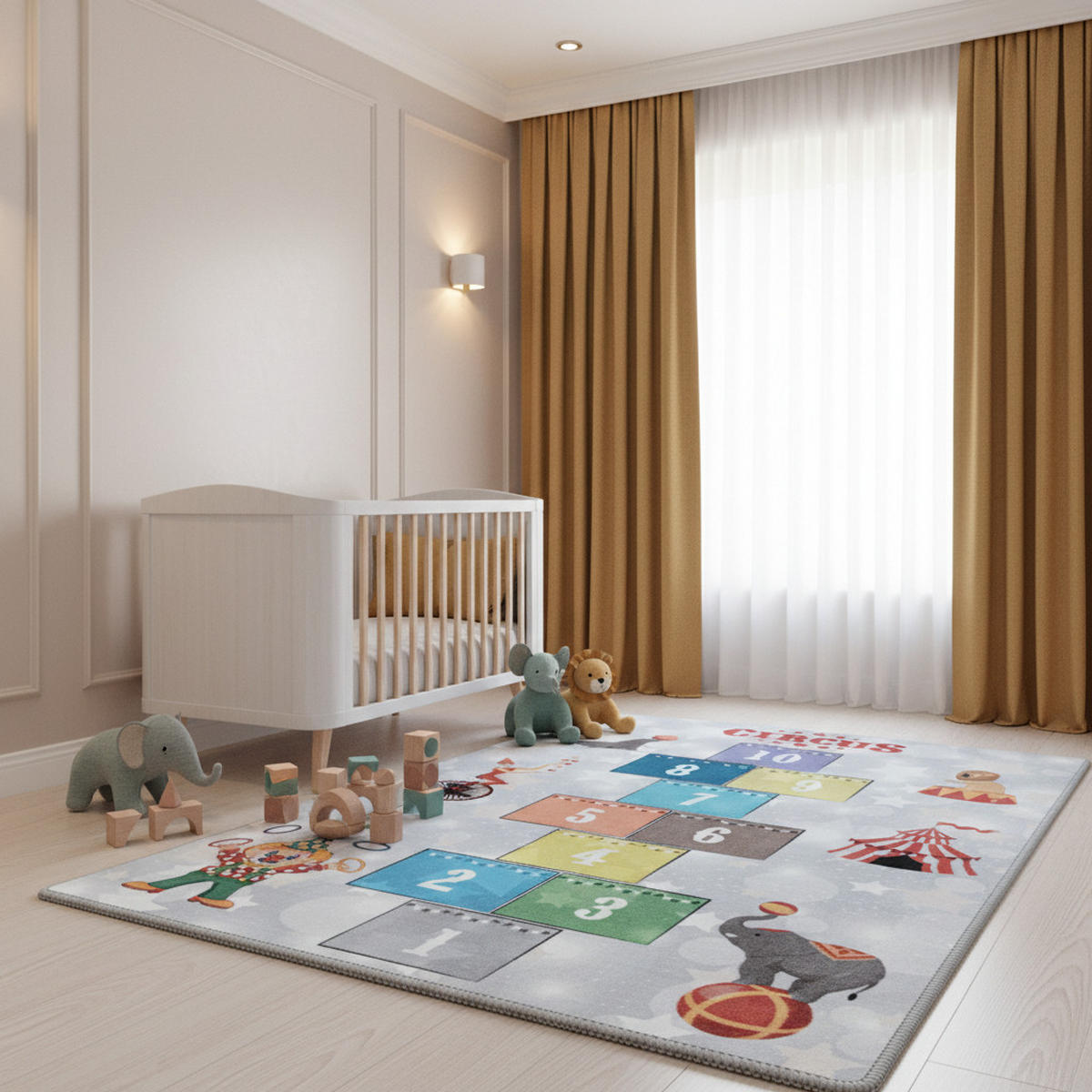 TEPPICH Kinder Flachgewebe Hüpfkästchen Polyamid rutschfest Kinderzimmer Grau Läufer 80x120 - Grau, Textil (80/120cm) - KADIMA DESIGN