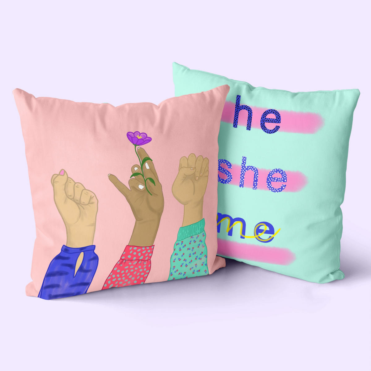 KISSENBEZUG dekorativ me 50x50 cm (2er pack) mehrfarbig - Multicolor, Textil (50/50cm) - Happy Friday