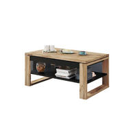 COUCHTISCH rechteckig Eiche Artisan - Schwarz aufklappbar 110/65/50 cm - Schwarz/Eiche Artisan, Holzwerkstoff (65/110/50cm) - designimpex