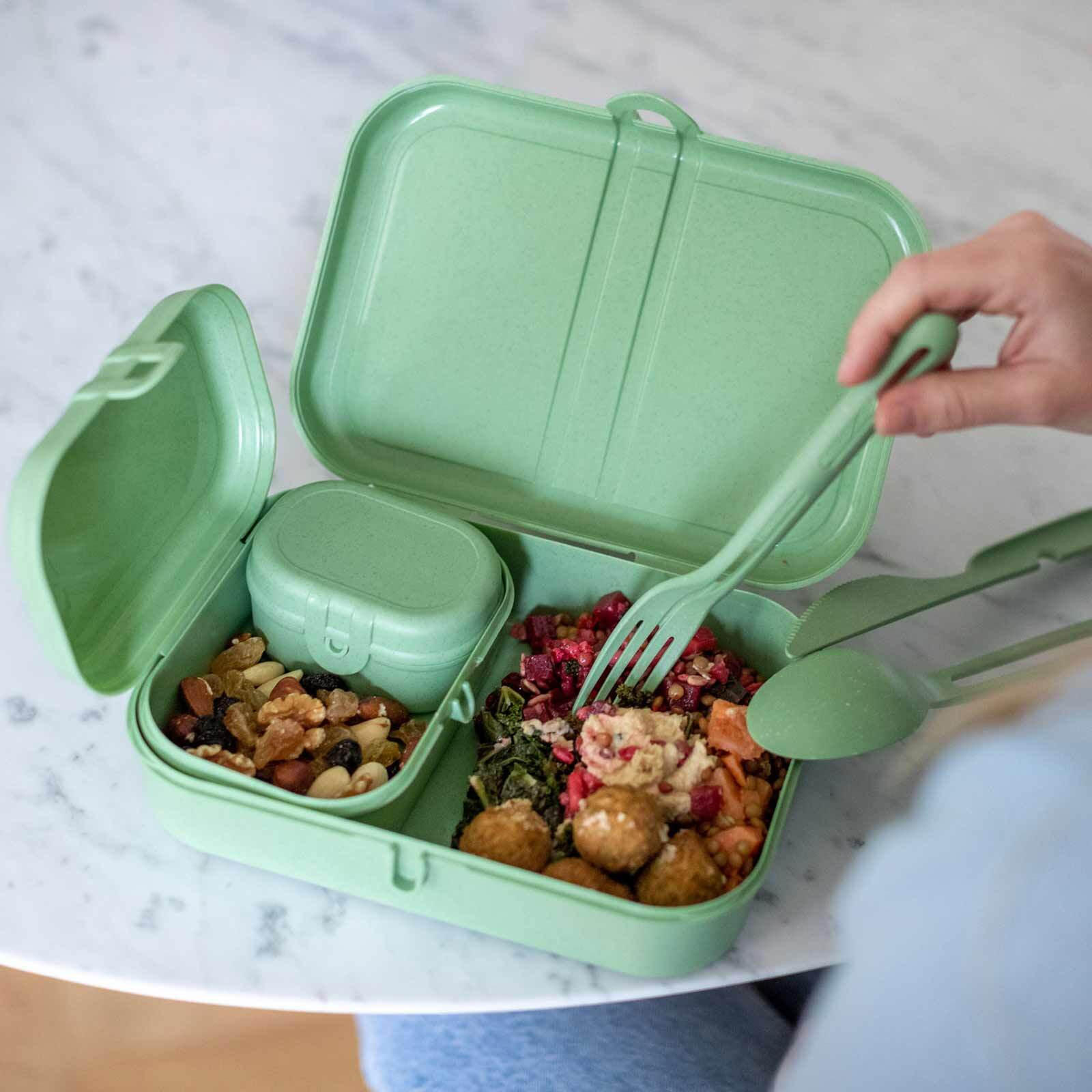 LUNCHBOX-SET INKL. BESTECK Pascal Ready nature leaf green - Grün, Kunststoff (16.6/6.2/23.2cm) - Koziol