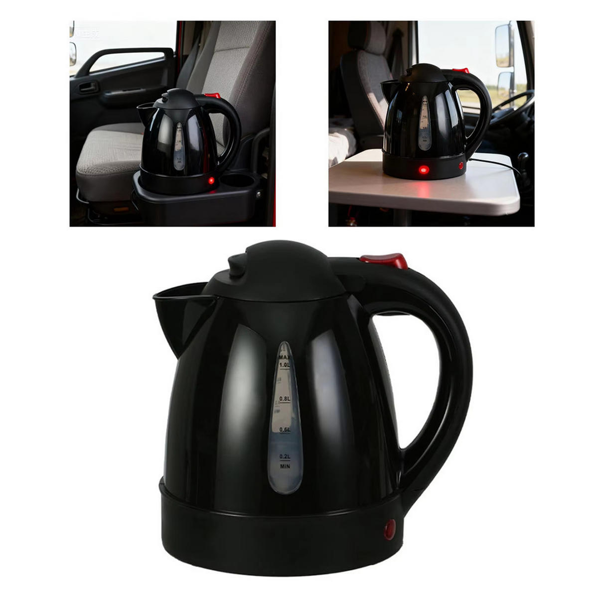 AUTO-WASSERKOCHER 12V 1000 ml tragbar für Auto & Camping - Schwarz, Metall (1/1/1cm) - Kaket