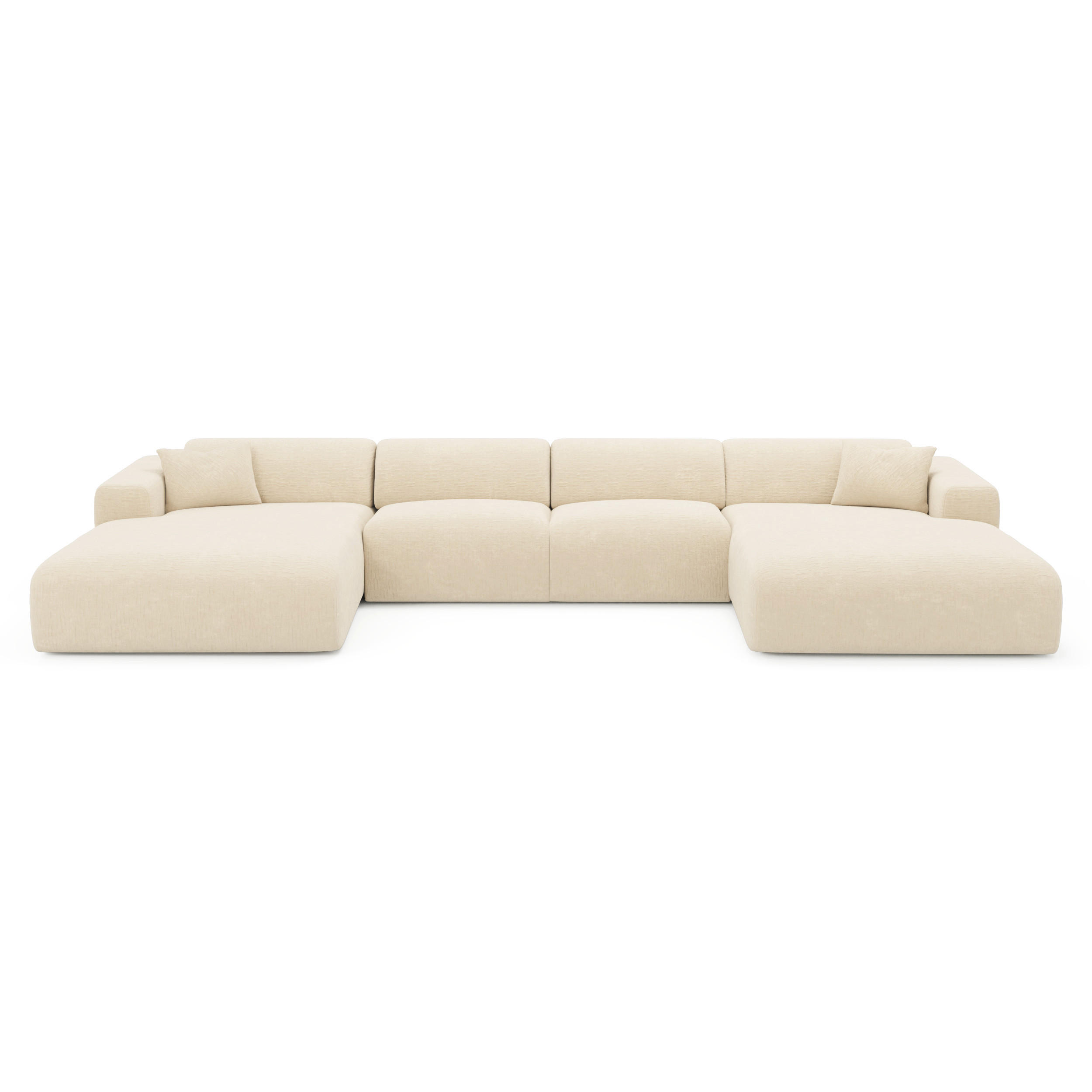 WOHNLANDSCHAFT Texturierter Samt Creme 356cm - Creme, Textil (356/73/166cm) - Sia Home
