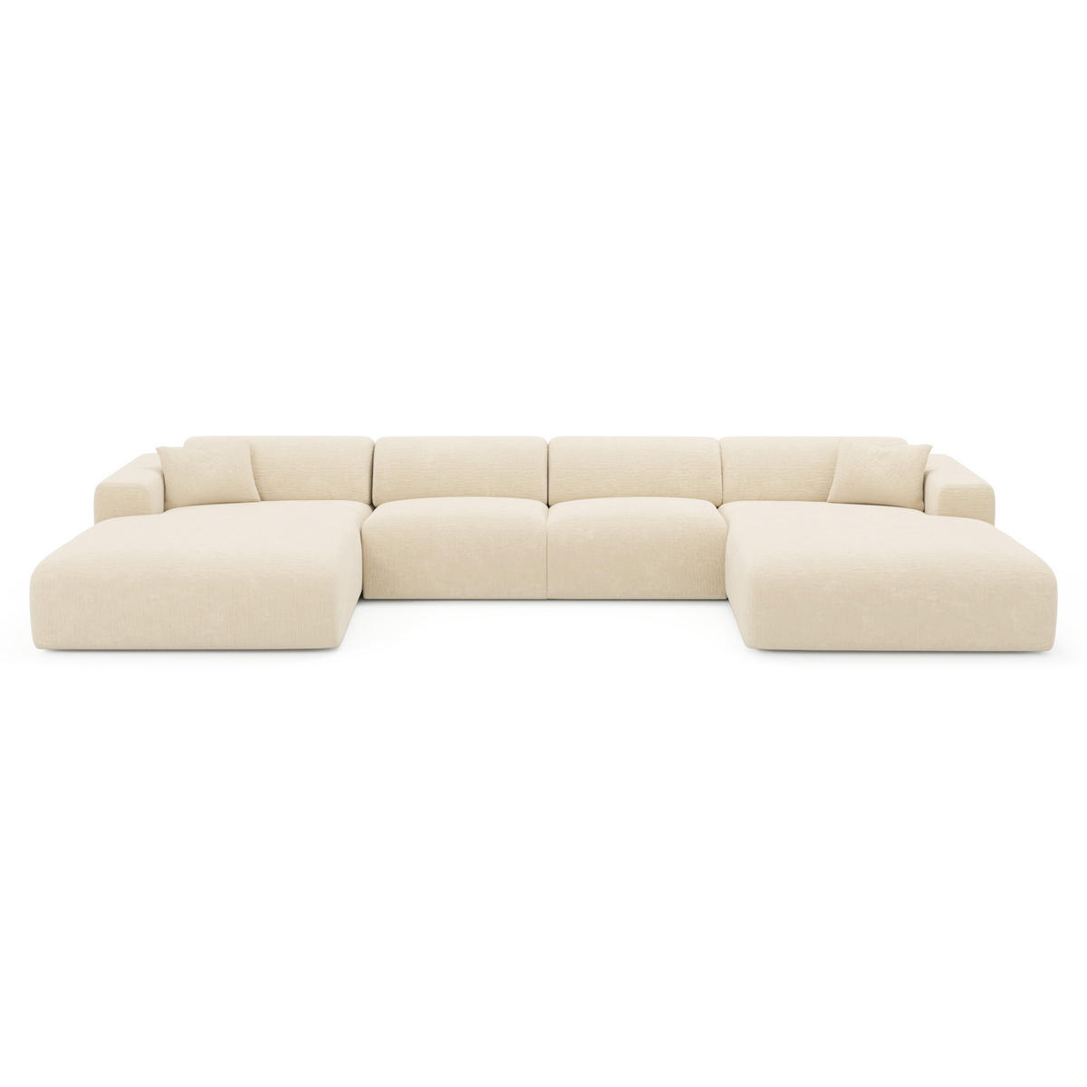 WOHNLANDSCHAFT Texturierter Samt Creme 356cm - Creme, Textil (356/73/166cm) - Sia Home