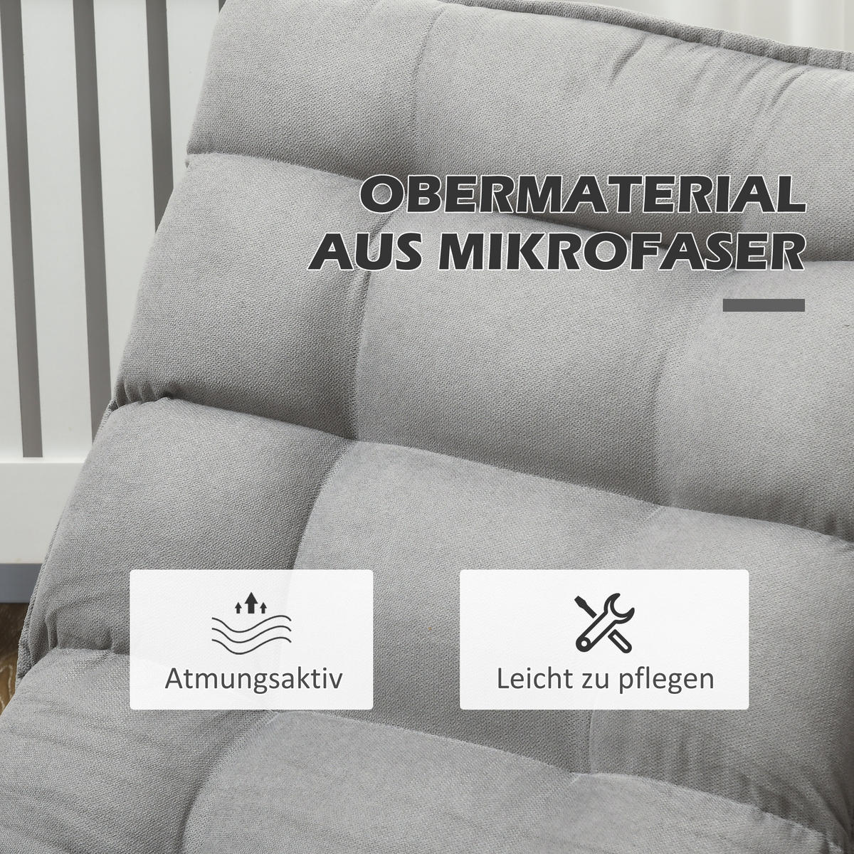 RELAXSESSEL Stahl, Samt, Hellgrau - Hellgrau, Metall (70/95/62cm) - HOMCOM