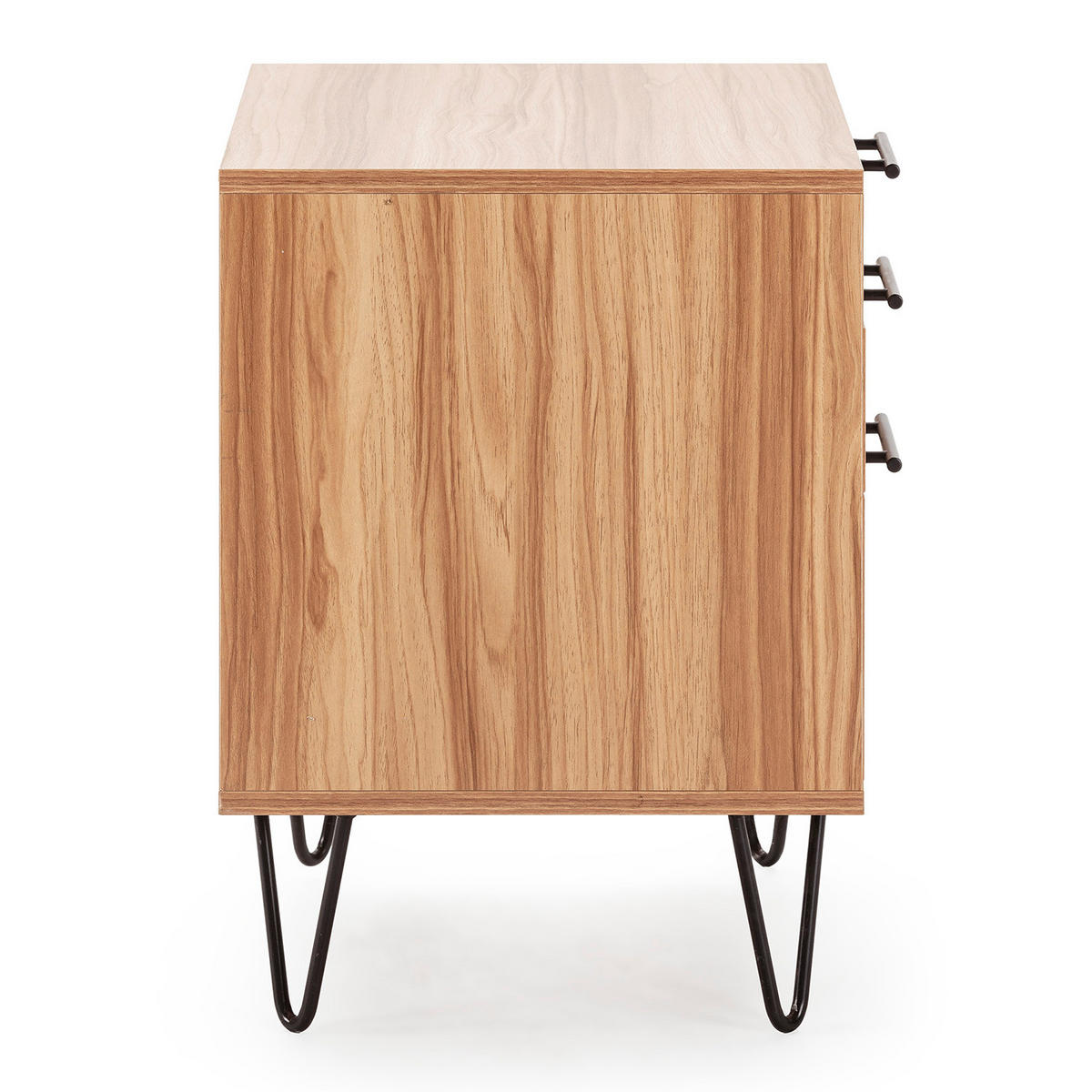 NACHTTISCH Alma 3 Schubladen Holzfarbe, Metallfüße - Wildeiche, Holzwerkstoff/Kunststoff (50/55/40cm) - VS Venta-stock