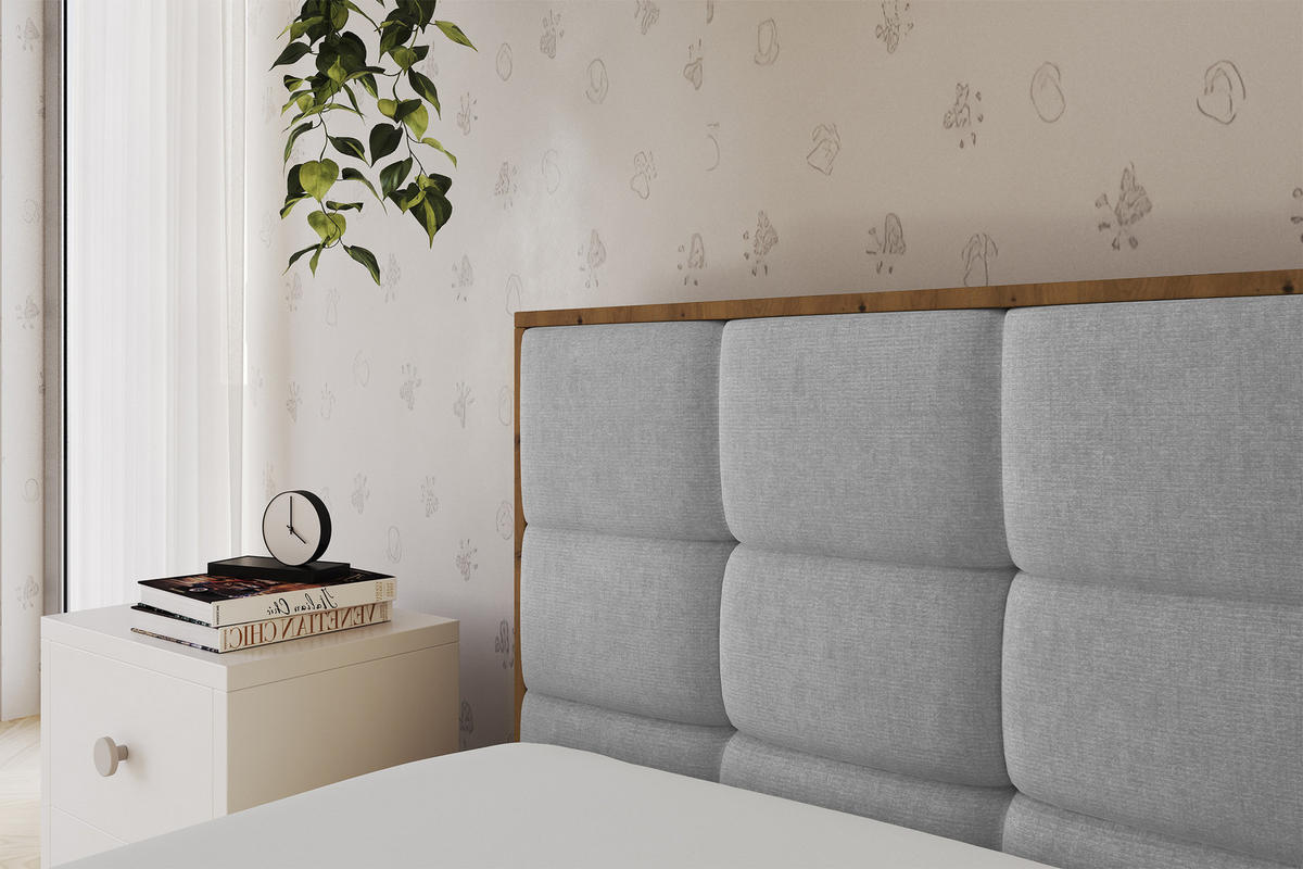 EINZELLBETT Jugendbett mit Bettkasten, Rechts - SOVY 100x200 Grau - Silberfarben, Holzwerkstoff/Textil (100/200cm) - ALTDECOR