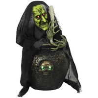 HALLOWEEN-TISCHHEXE DE-42110 animiert mit Lachsound und LED Schwarz - Schwarz, Metall (28/47/27cm) - ComfortXL