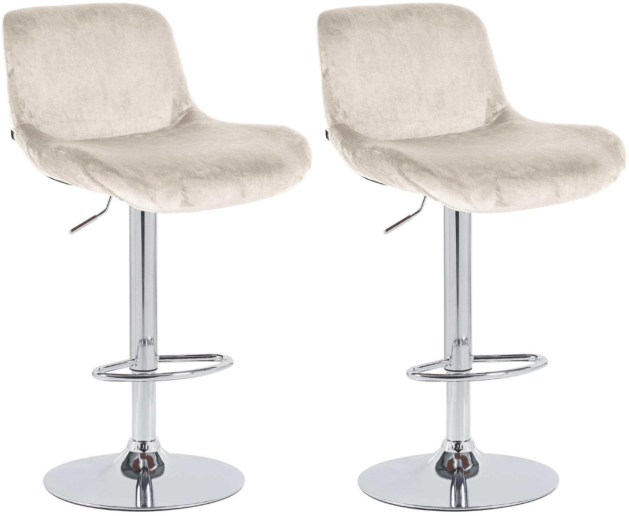 BARHOCKER 2er Set Samt Creme - Chromfarben/Creme, Textil/Metall (50/85/50cm) - CLP