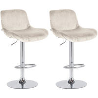 BARHOCKER 2er Set Samt Creme - Chromfarben/Creme, Textil/Metall (50/85/50cm) - CLP