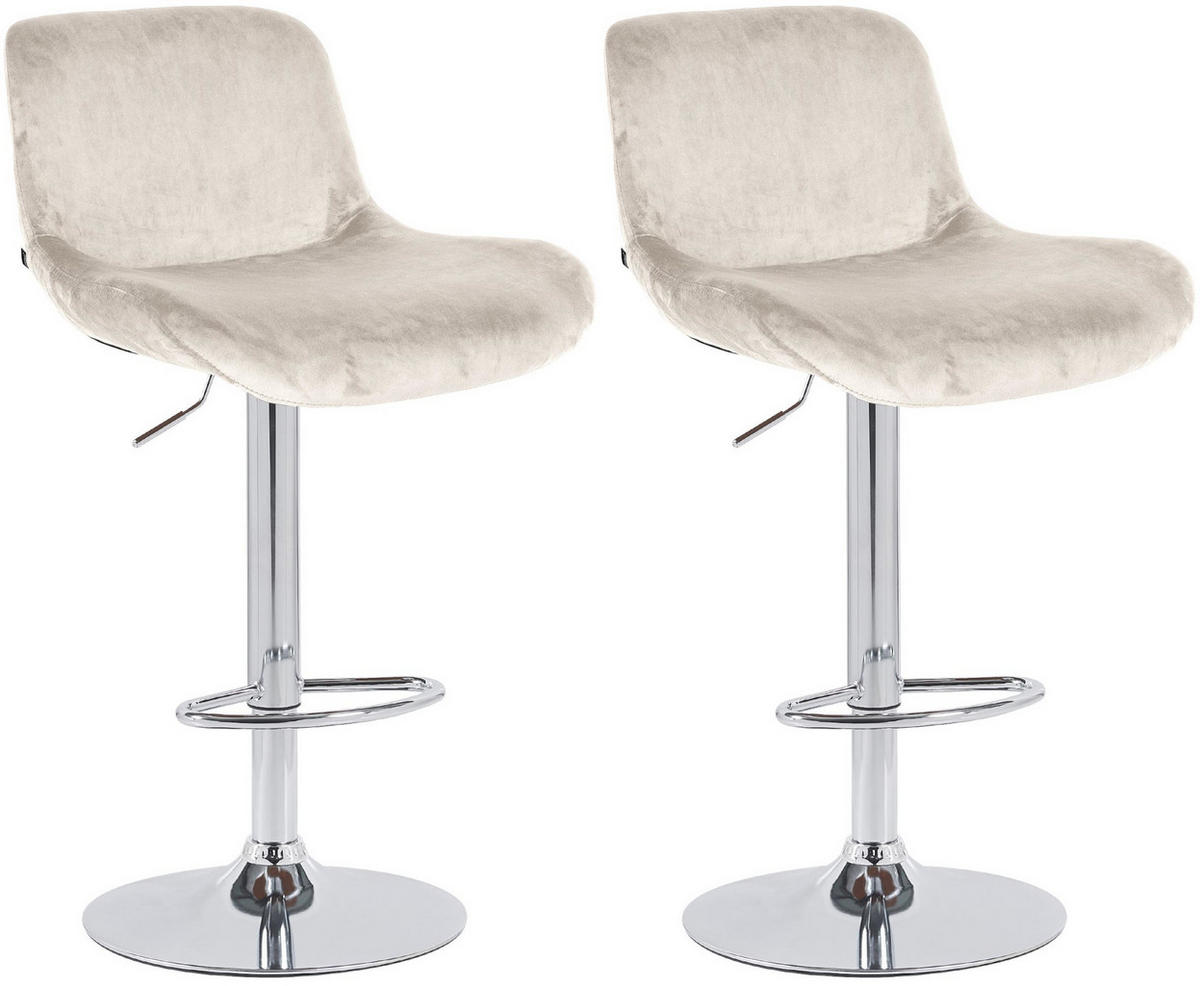 BARHOCKER 2er Set Samt Creme - Chromfarben/Creme, Textil/Metall (50/85/50cm) - CLP