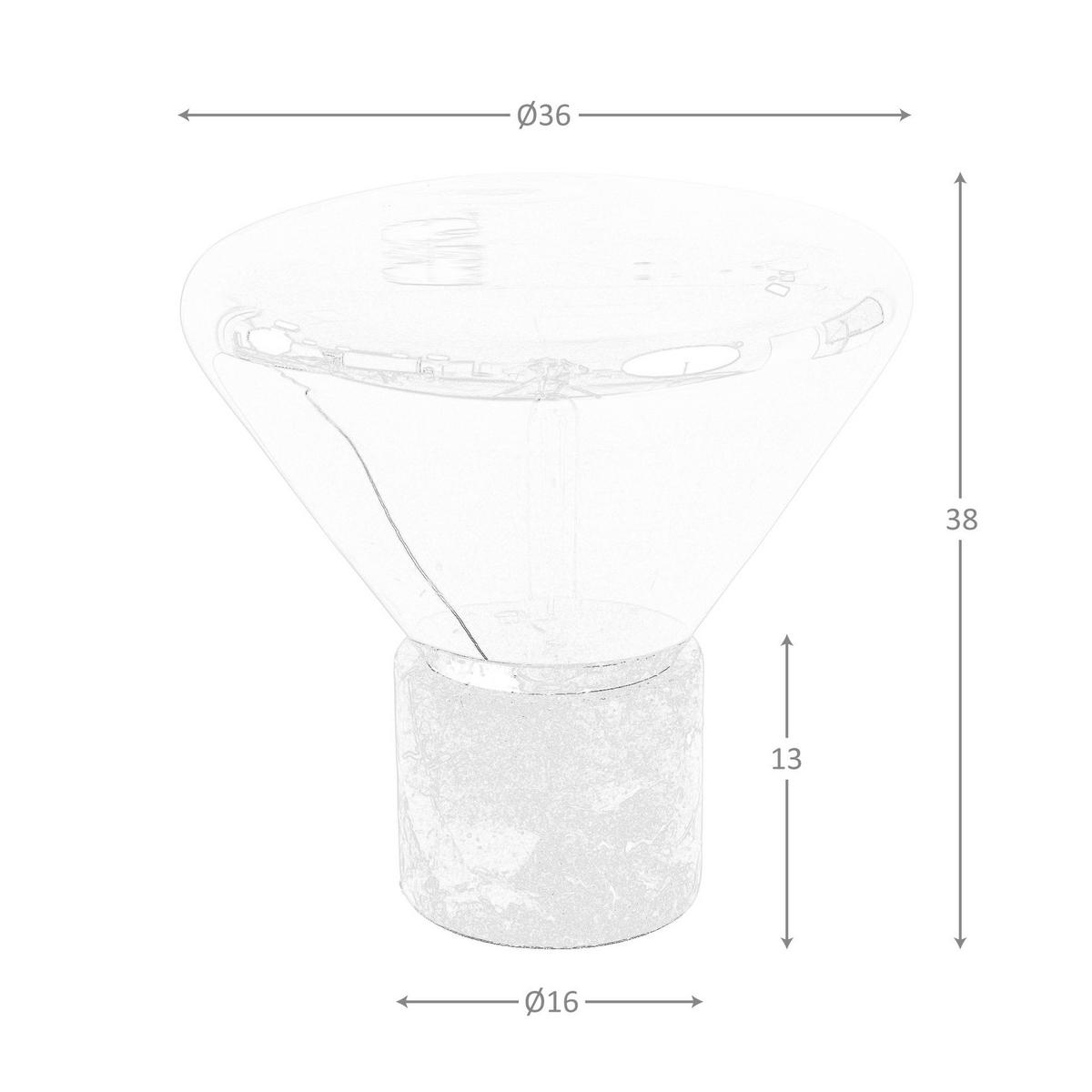 TISCHLEUCHTE aus grauem Rauchglas mit Spiegeleffekt und Keramikmarmor Ø36/38 cm - Braun, Keramik (36/36/38cm) - The Lumine
