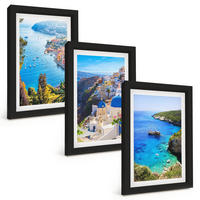 BILDER SET 3er Set - 20x30 cm Schwarzer Rahmen - Griechische Ansichten von Santorin Oia - Schwarz, Kunststoff (20/30cm) - TULUP