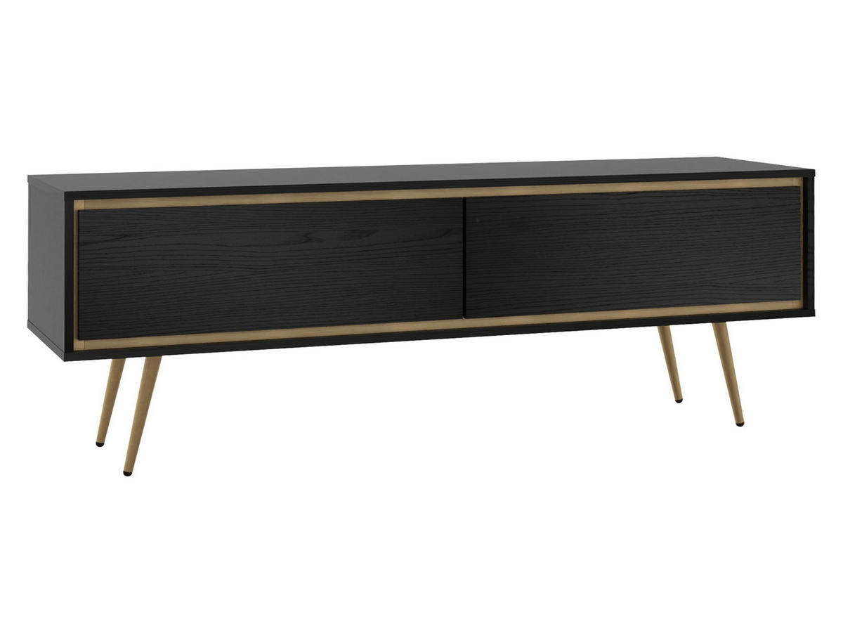 TV-LOWBOARD Tori 02 - Goldfarben/Schwarz, Holzwerkstoff/Metall (150/50/40cm) - MIRJAN24