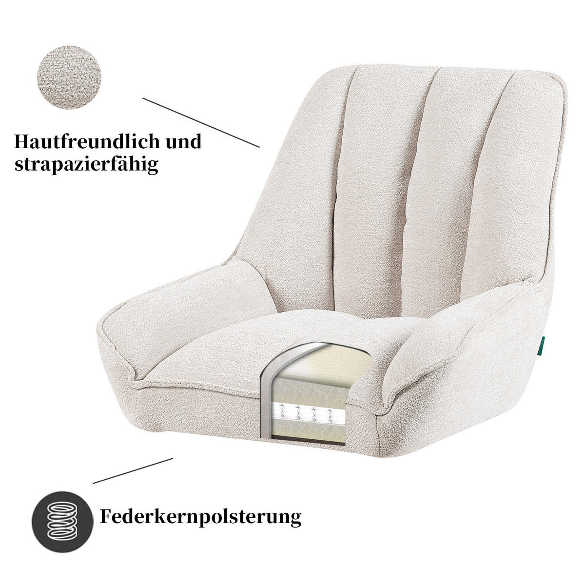 DREHSTUHL Mika-Lio 2er-Set - Nussbaumfarben/Creme, Eichenholz/Holz (60/88/68cm) - DUBI Möbel