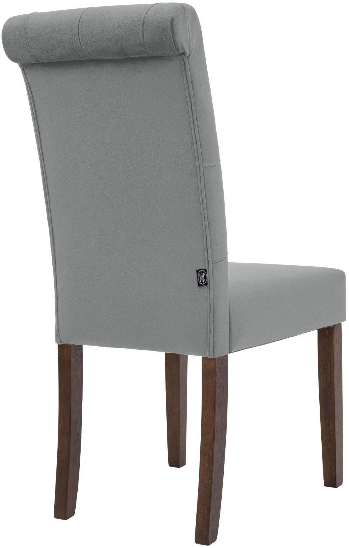 STUHL 2er Set Samt grau - Walnussfarben/Grau, Holz/Textil (45/98/63cm) - CLP