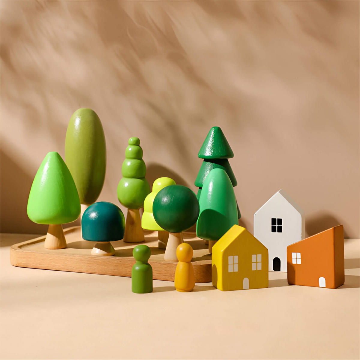HOLZSPIELZEUG Wald und Dinosaurier - Multicolor, Holz (3.8/3.8cm)