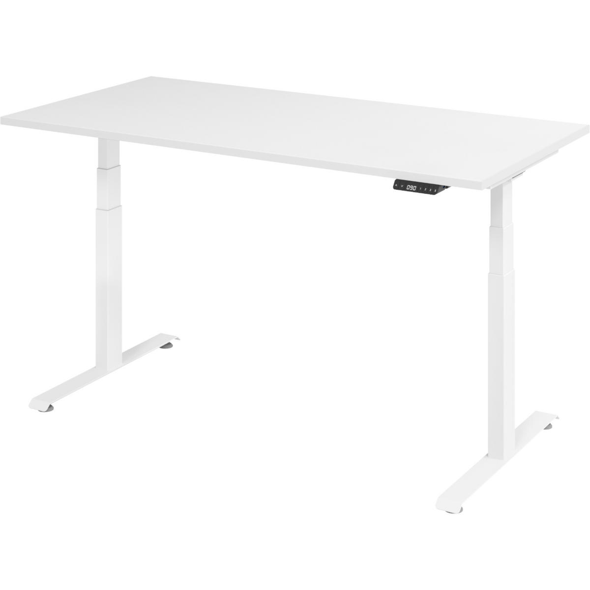 SCHREIBTISCH elektrisch 80/160/74 cm in Weiß/Weiß - Weiß, Holzwerkstoff (80/160/74cm) - bümö