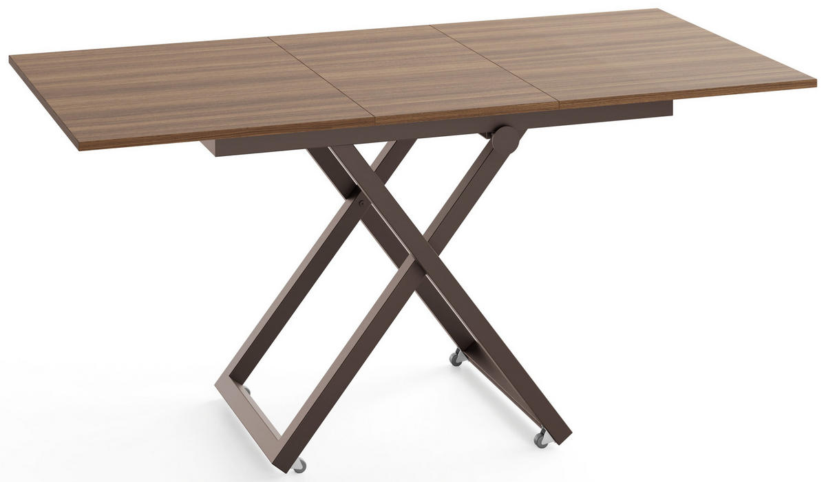 COUCHTISCH Axen höhenverstellbar ausziehbar, Nussbaum Braun 120-160/80/38-75 cm - Walnussfarben/Braun, Holzwerkstoff/Metall (80/160/75cm) - WFL GROUP