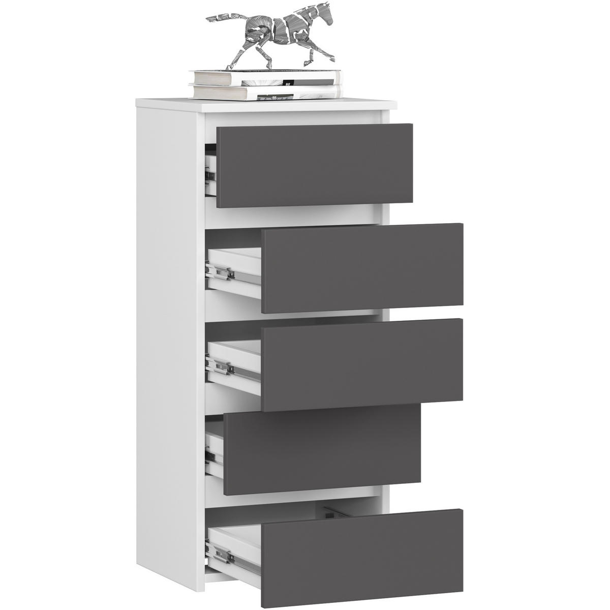 KOMMODE Weiß, Grau 40x35x92 cm - Weiß/Grau, Holzwerkstoff (40/92/35cm) - Akord