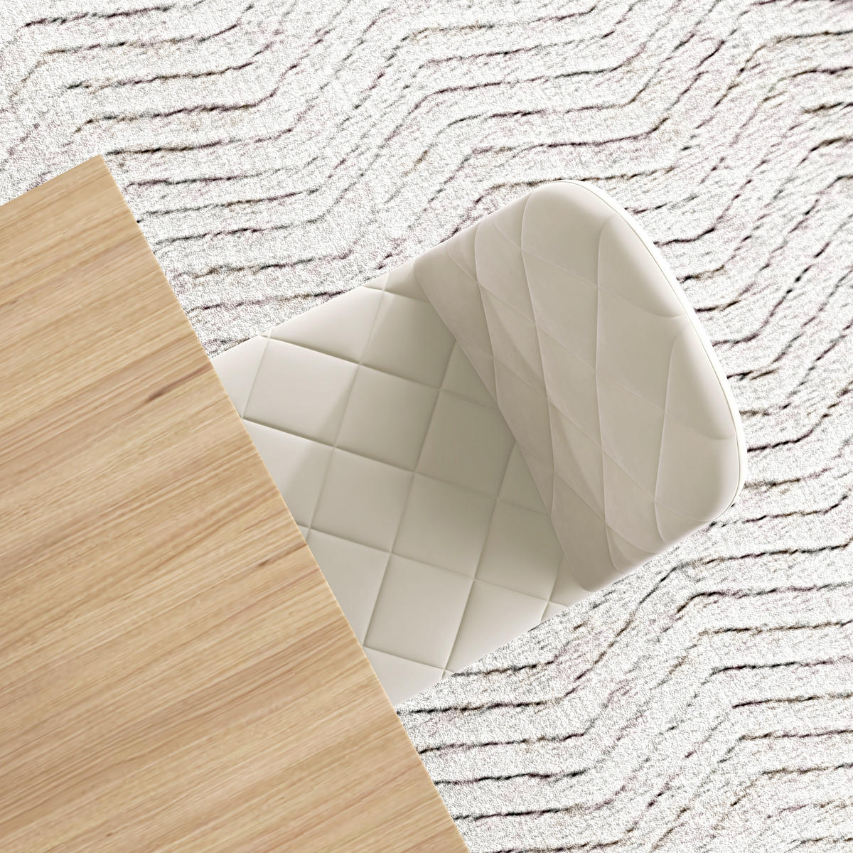 ESSZIMMERSTÜHLE 4er-Set DE-13273 hohe Rückenlehne & Veloursbezug Creme - Creme, Metall (54/87/45cm) - ComfortXL