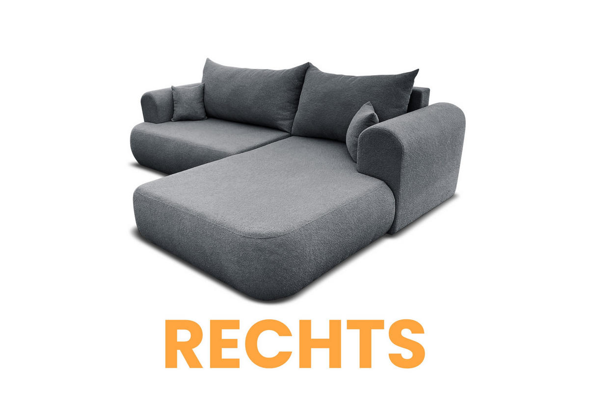 ECKSOFA BRAVO 280/180 in Bouclé Dunkelgrau rechts - Dunkelgrau, Holz/Holzwerkstoff (280/180cm) - Deine Möbel 24