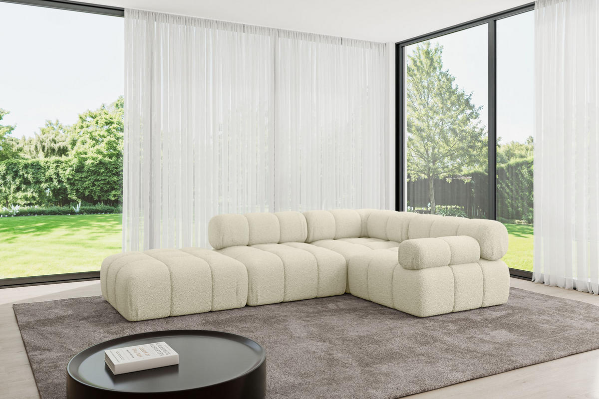 ECKSOFA modulares Sofa Felto-L1 - 285x190x70 cm Beige Bouclé - Beige, Holzwerkstoff/Textil (285/190cm) - ALTDECOR
