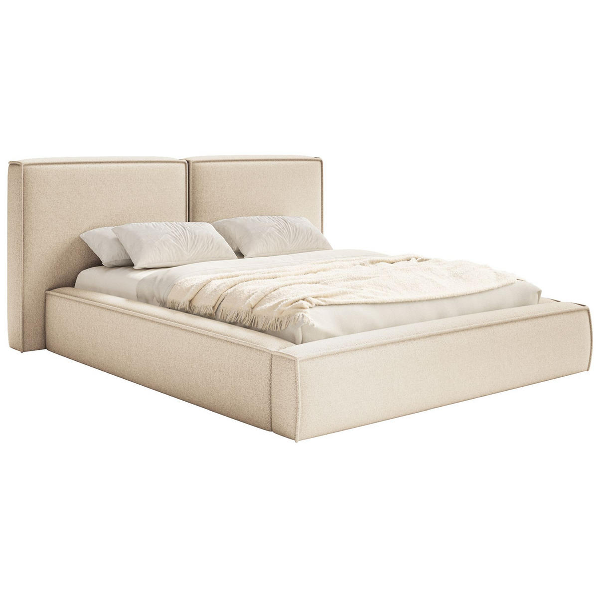 POLSTERBETT Tilves Hellbeige 140x200 cm - Ecru/Schwarz, Kunststoff/Textil (140/200cm) - Selsey