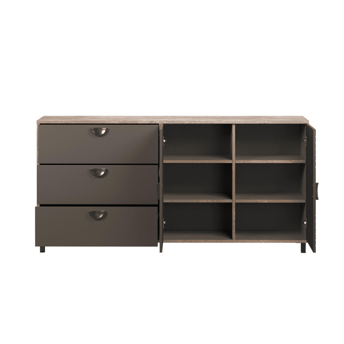 SIDEBOARD mit 2 türen und 3 schubladen - fusion 176/42/86 cm - Eschefarben, Holzwerkstoff (42/86/9cm) - Calicosy