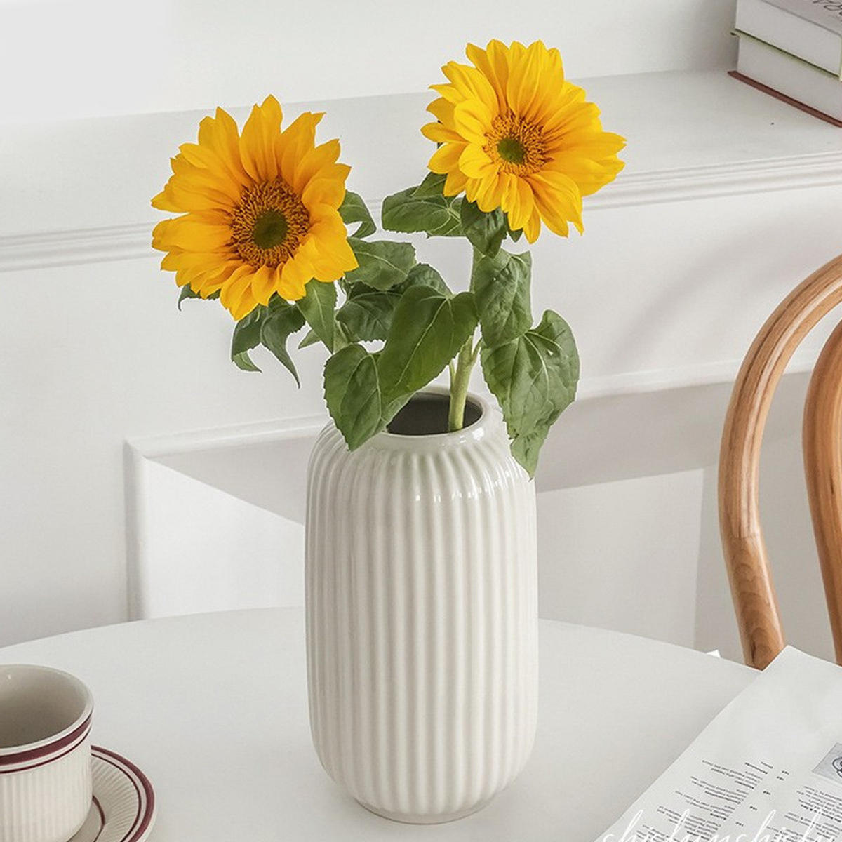 VASE 7.5 x 7.5 x 20 cm Kunststoff - Weiß, Keramik (20cm) - LIBRATON