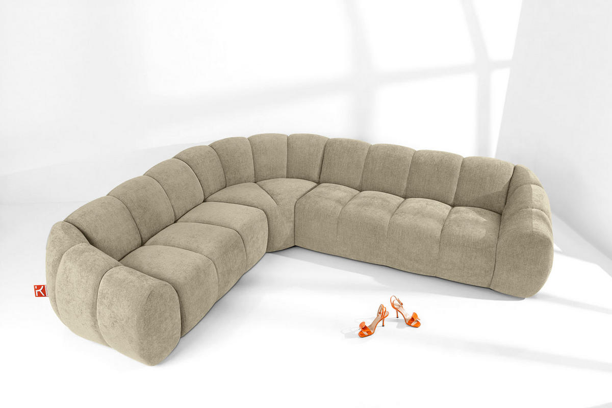 ECKSOFA LINKS FLAVA, Sandfarben - Sandfarben, Holz/Holzwerkstoff (310/270cm) - KONSIMO®