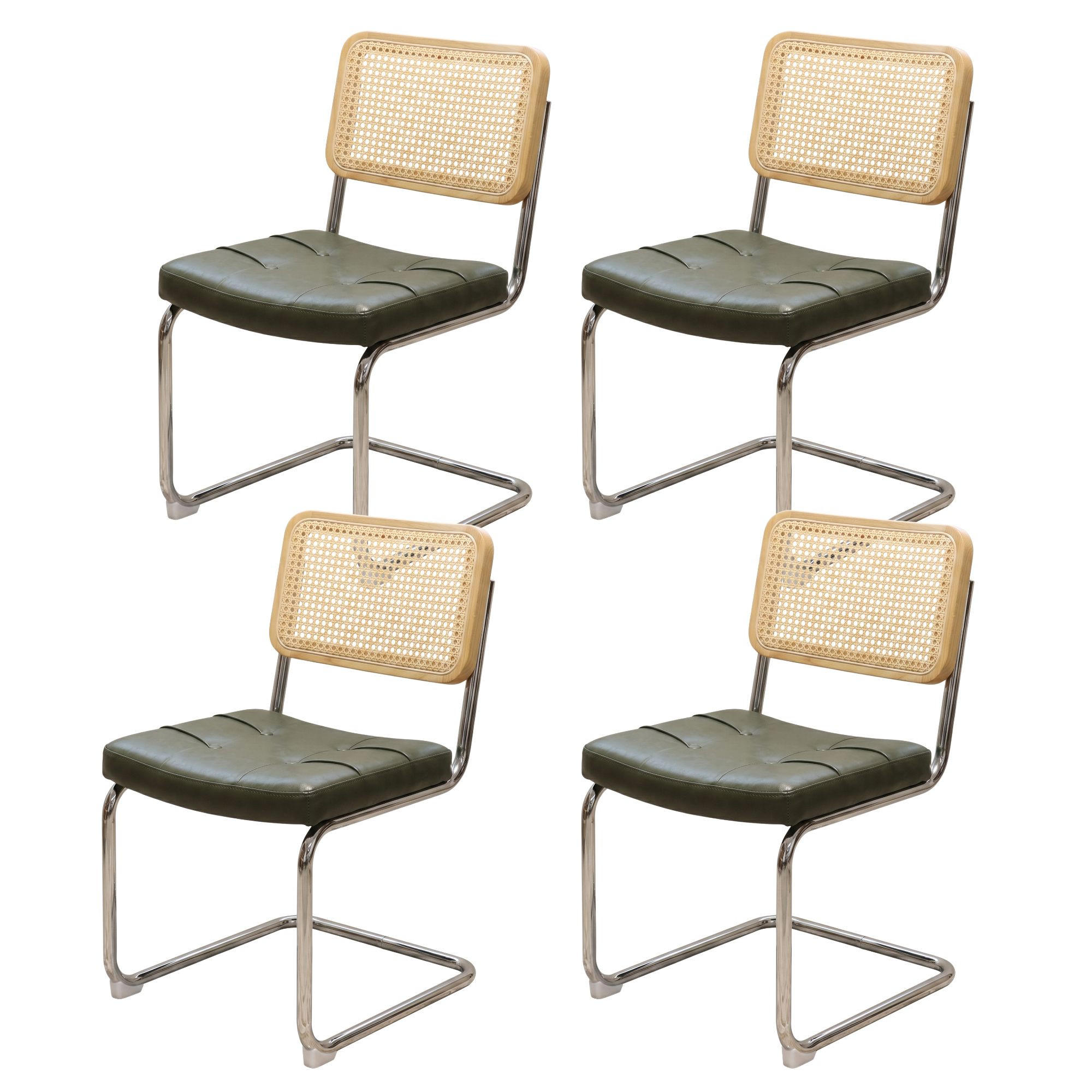 JÍDELNÍ ŽIDLE sada 4 ks, zelené, chrom a umělá kůže - zelená barva, kůže (53/84.6/46.4cm) - Urban Meuble